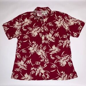 Go Barefoot Men's 2XL Maroon Rayon Shirt Floral Hawaiian Button Up Short Sleeve‎